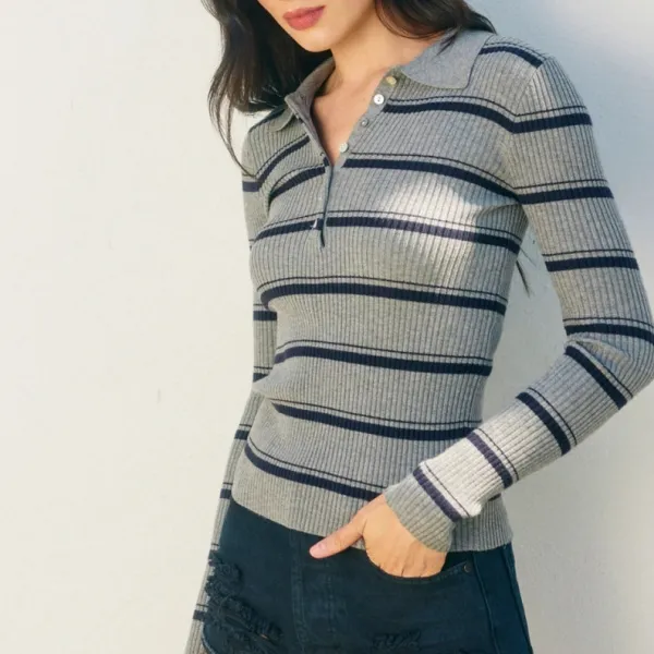 Striped Polo Sweater