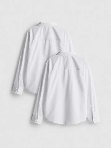 7-15yrs | 2pk Unisex Cotton Blend Long Sleeve School Shirts