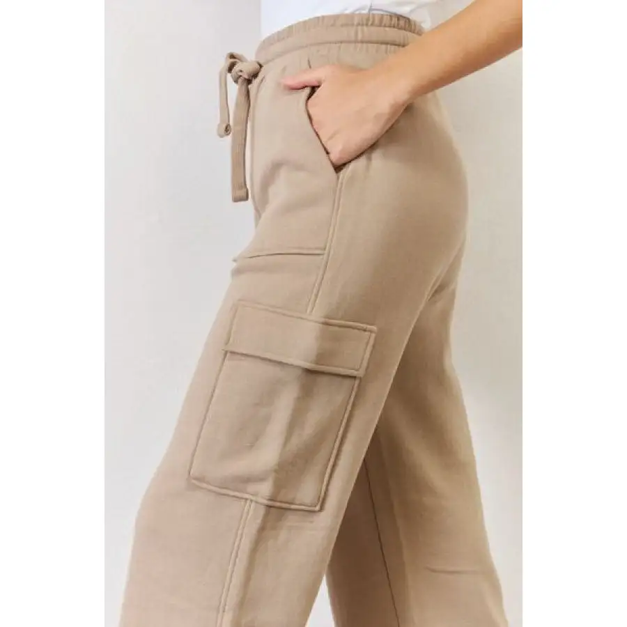 Risen High Waist Cargo Wide Leg Pants