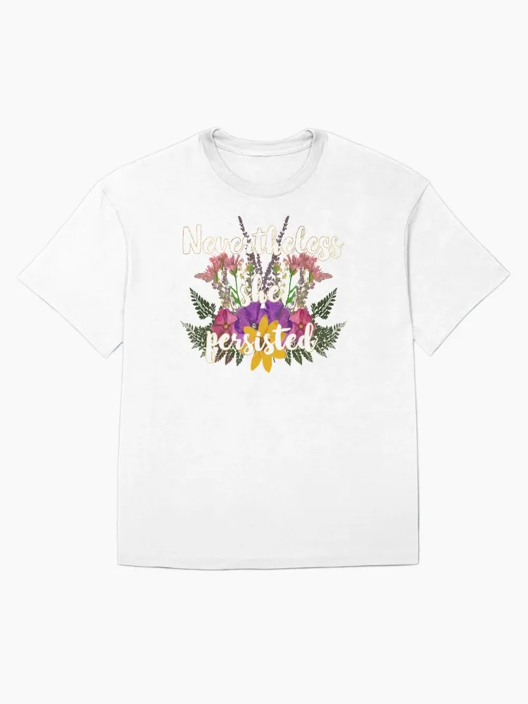Lady Floral Lettering Round-neck Short-sleeved T-shirt