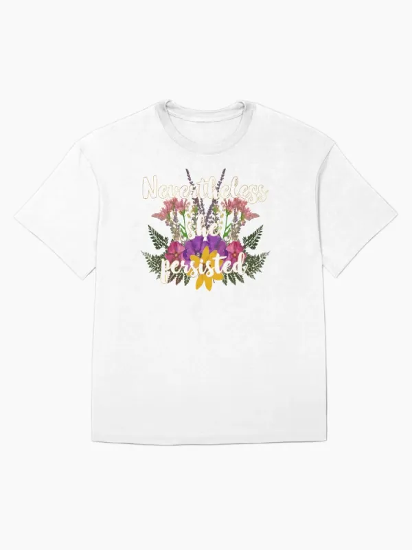 Lady Floral Lettering Round-neck Short-sleeved T-shirt