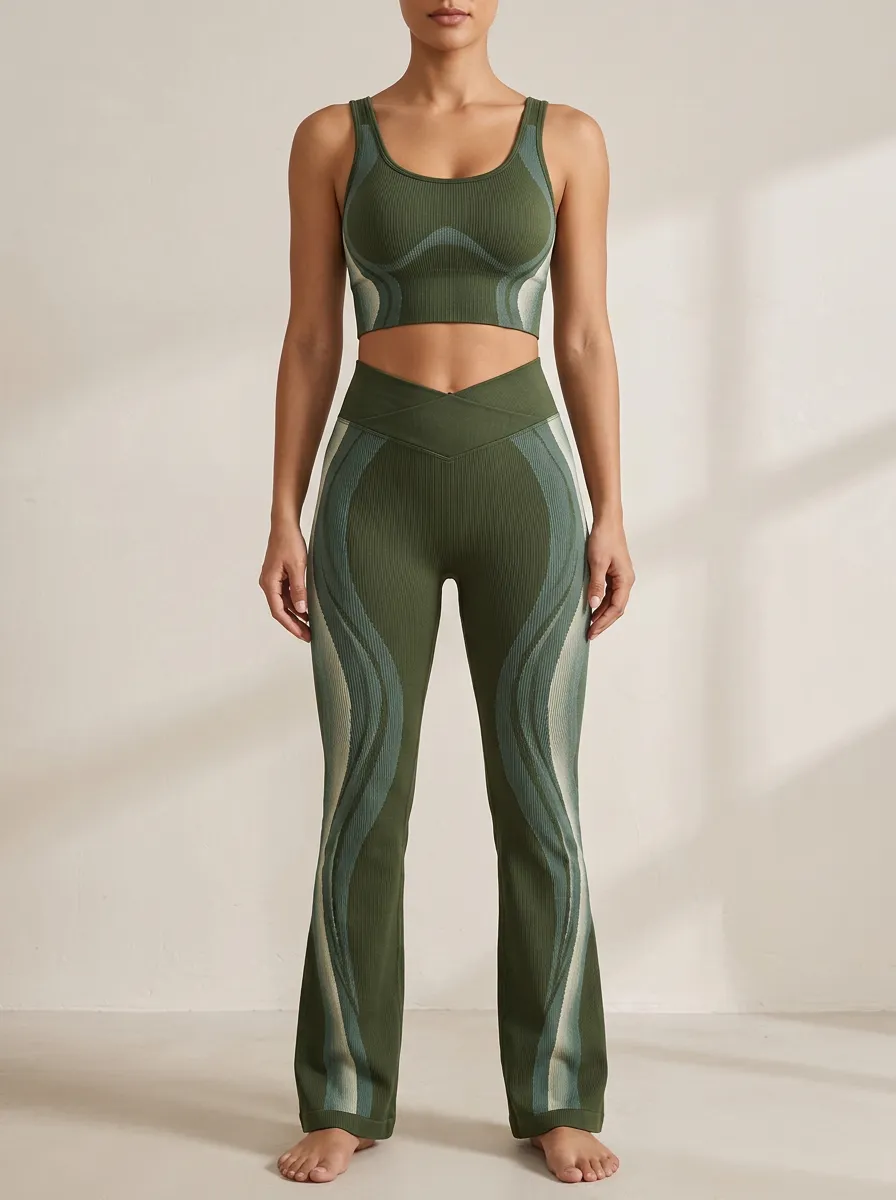 Wave Ribbed Paneled Flare Active Set