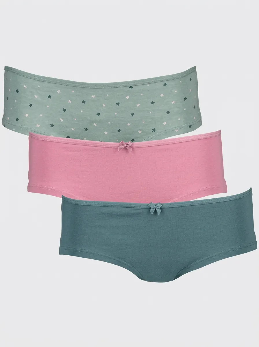 Classic Bow-Detail Star Women's Three-Piece Panty Set