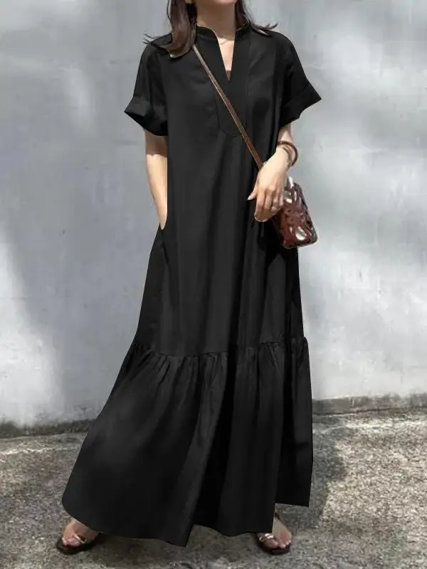 Loose Split Neck Maxi Dress