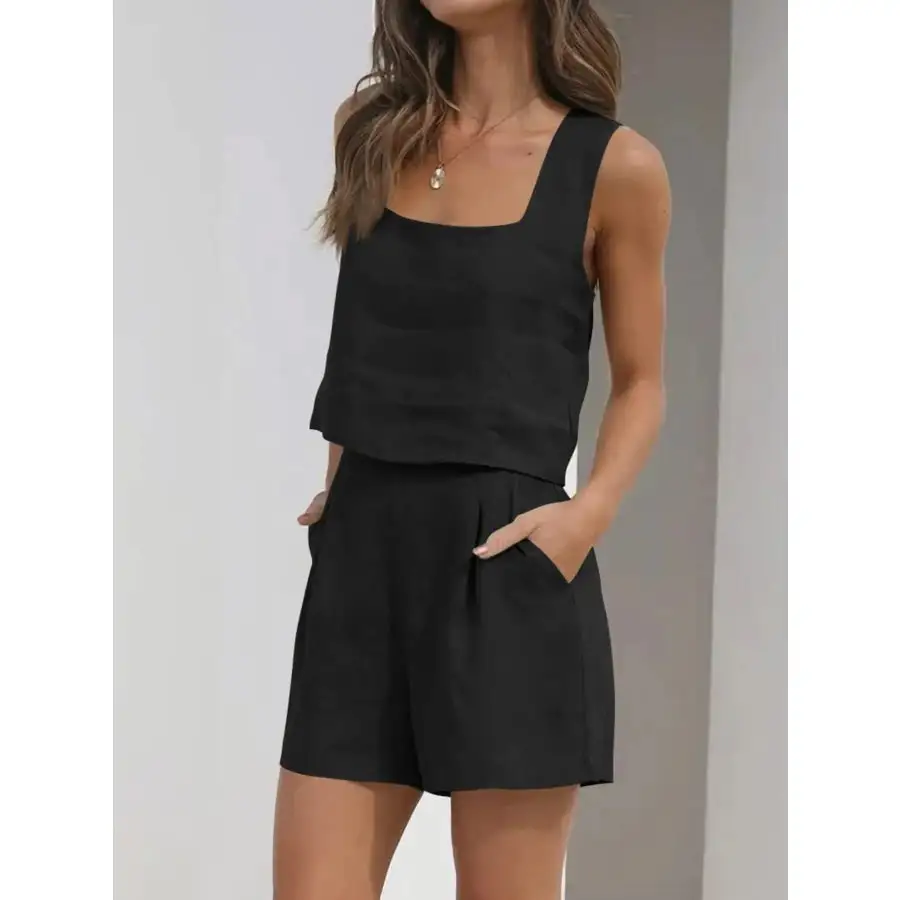 Square Neck Tank and Shorts Set
