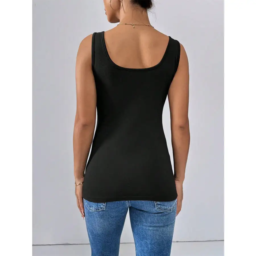 Relaxed Scoop Neck Wide Strap Tank