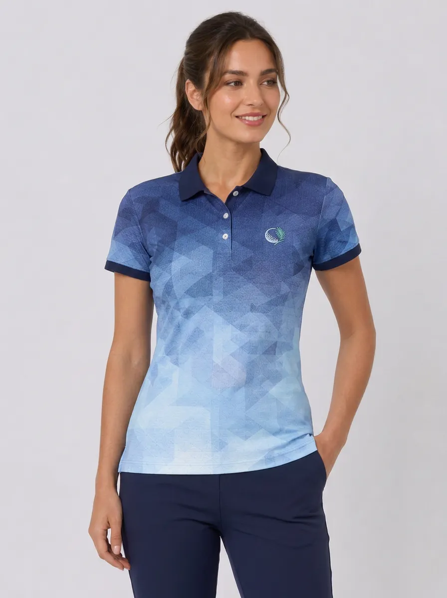 Women's Golf-Inspired Geometric Pattern Polo Shirt