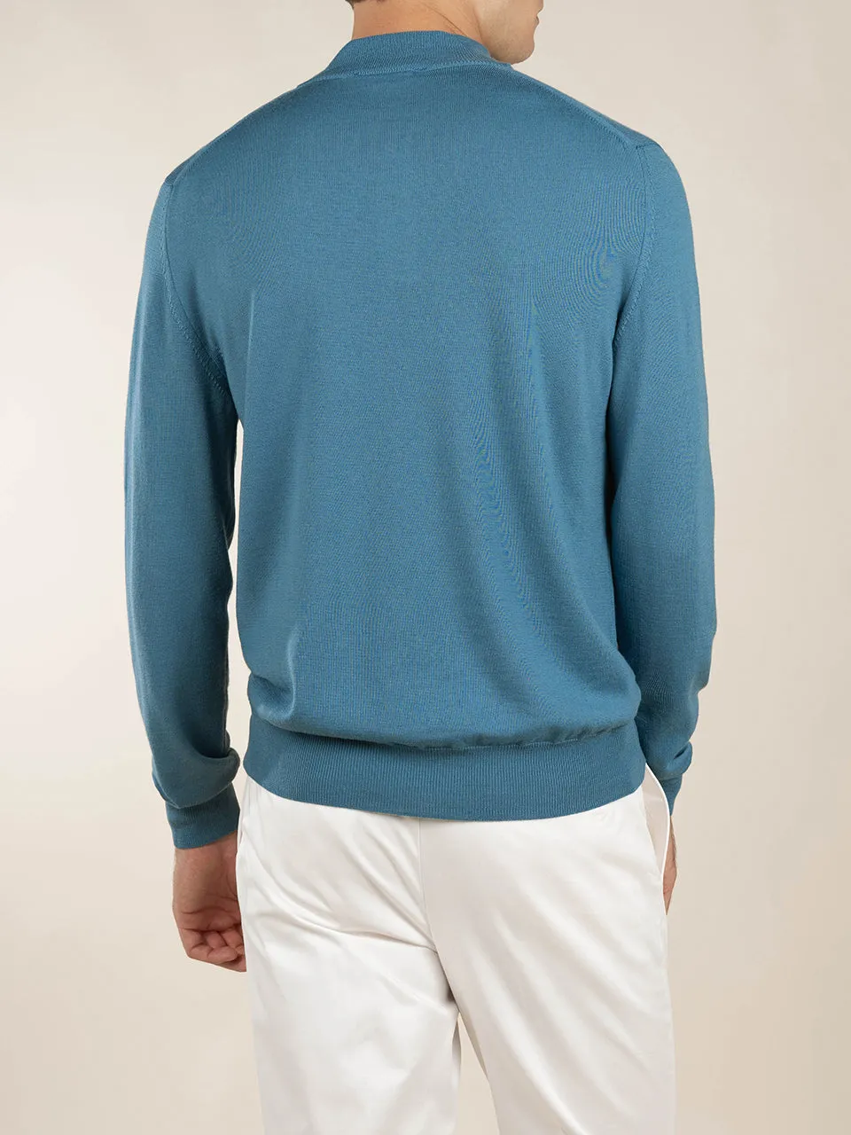 Cashmere Merino Blend Detail Zip Neck Sweater With Zip Front Funnel Neck Knit Construction