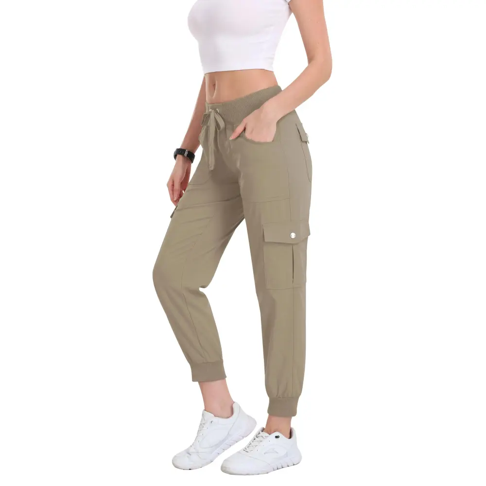 Women's Lightweight Hiking Cargo Pant Elastic Waist 6 Pockets Quick Dry Jogger