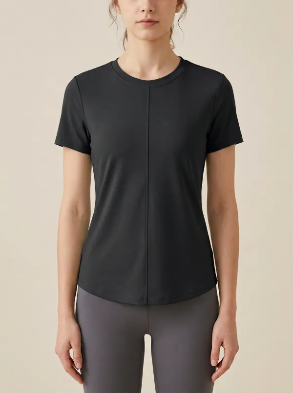 Women's Center-Seam Curved-Hem Crewneck T-Shirt