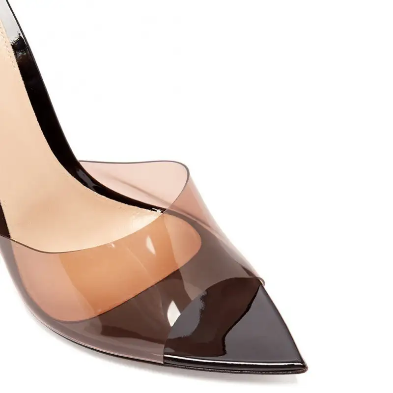 Pointed Toe Clear Stiletto Mule Sandals