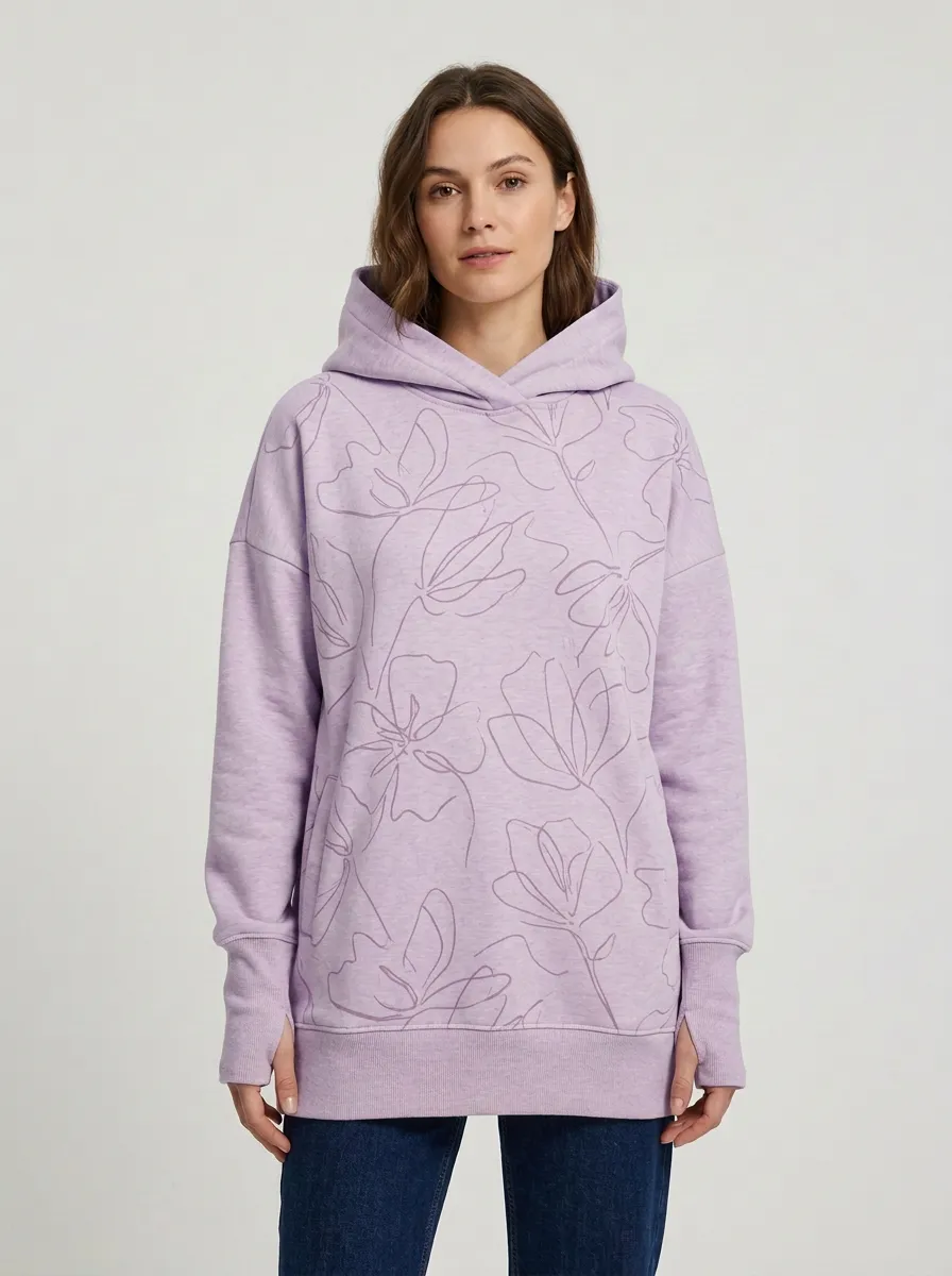 Women's Floral Line Art Minimal Graphic Hoodie