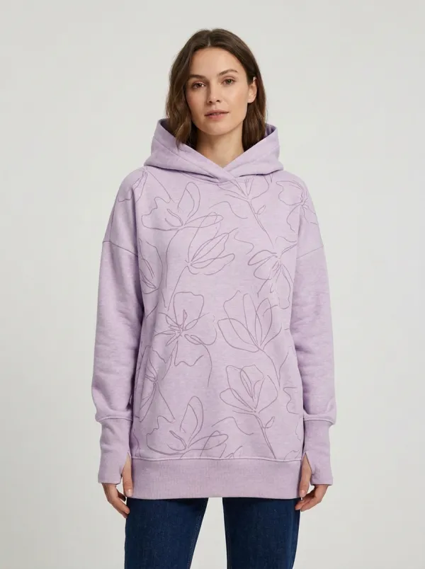 Women's Floral Line Art Minimal Graphic Hoodie