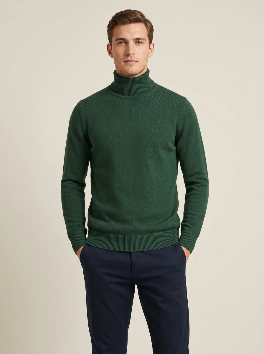 Men's Classic Texture Ribbed Knit Turtleneck Sweater