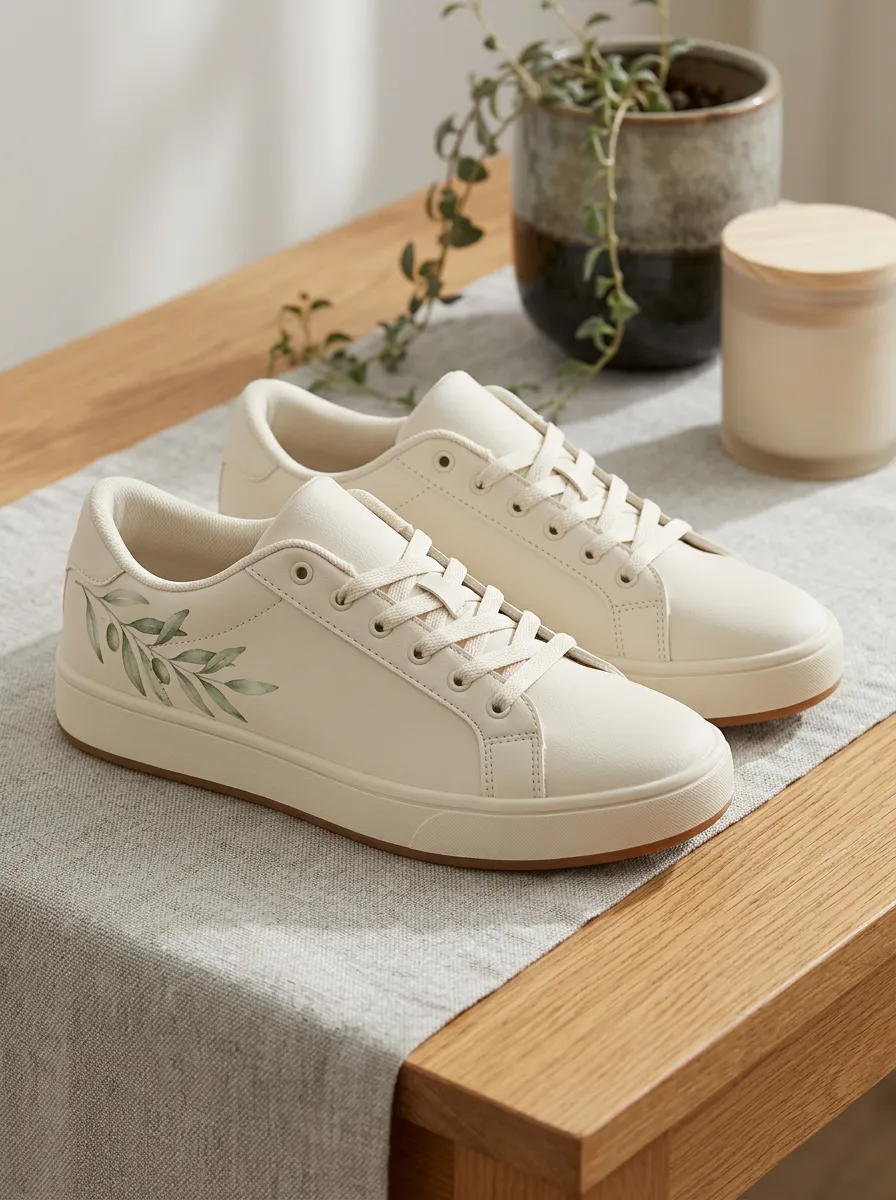 Women's Botanical Lover Olive Branch Printed Sneakers