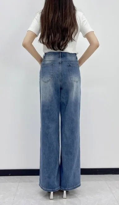 Gem Embellished Wide Leg Jeans