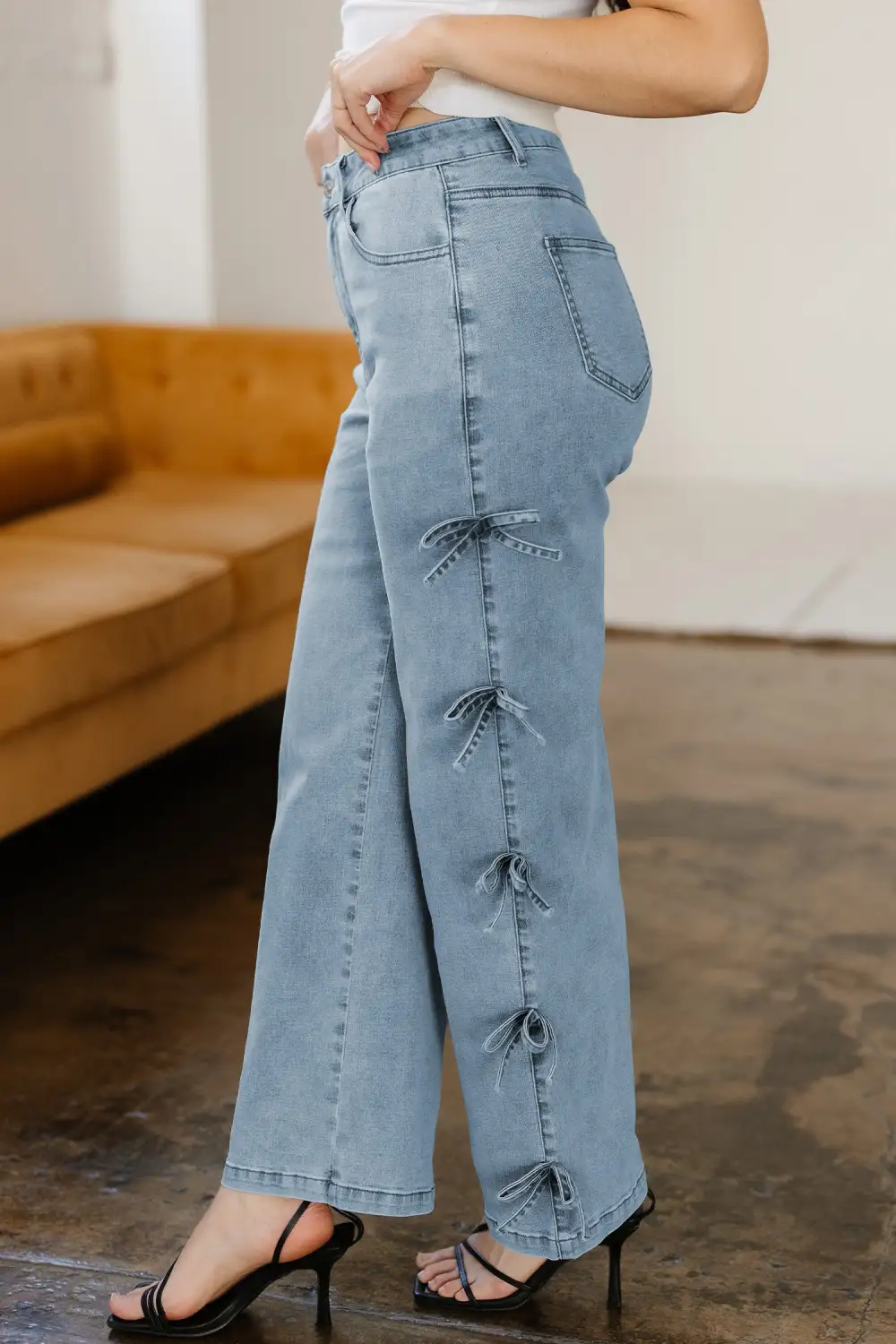 High-Waist Cropped Pocketed Straight Leg Jeans