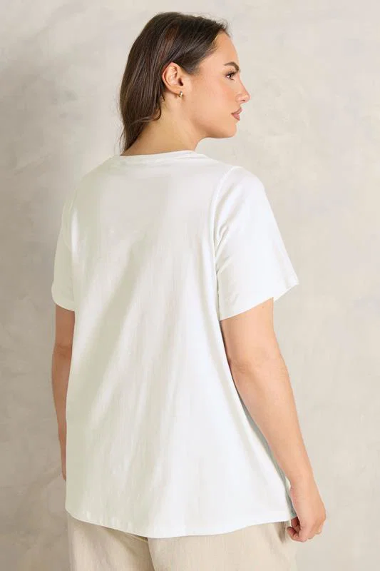 White Beaded Flower T-Shirt detail 3