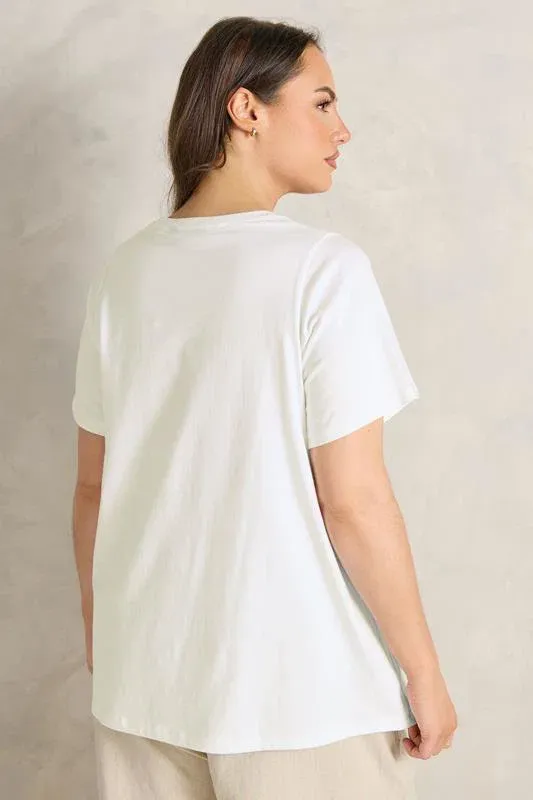 White Beaded Flower T-Shirt