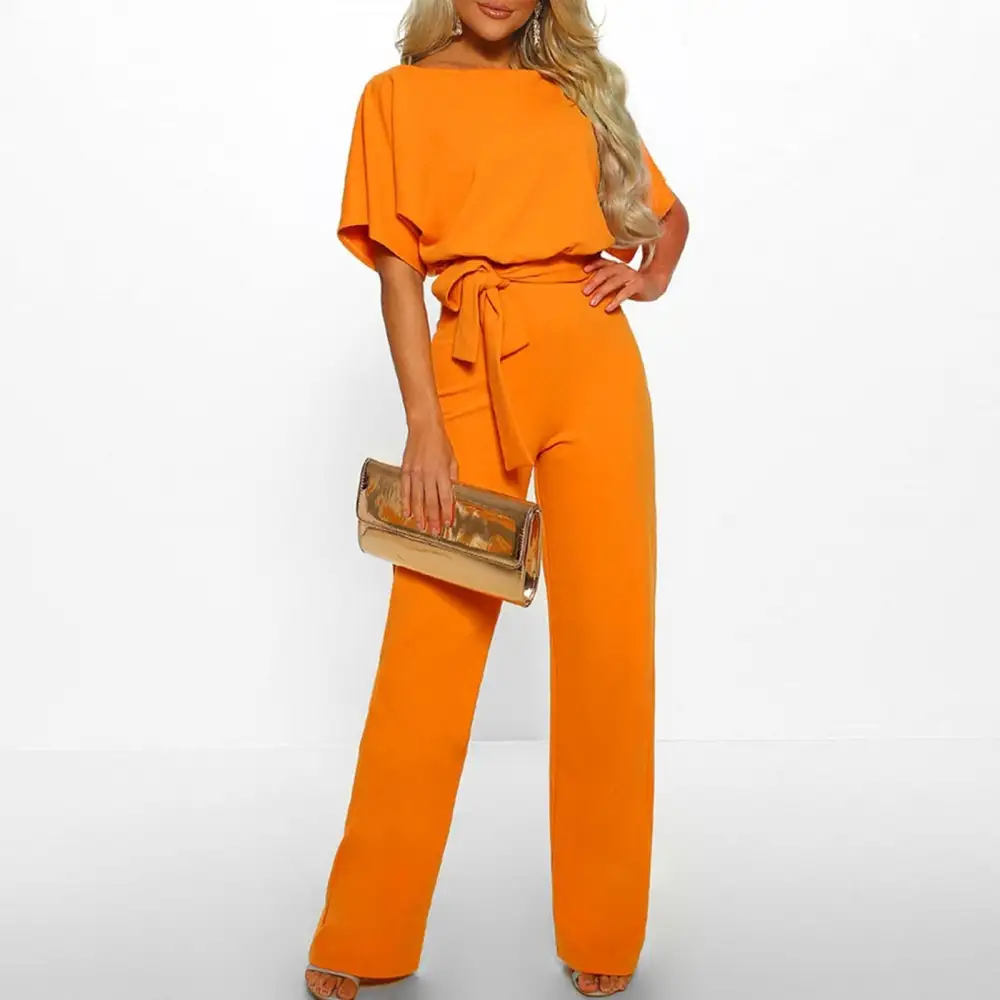  Refined Belted Wide Leg Jumpsuit