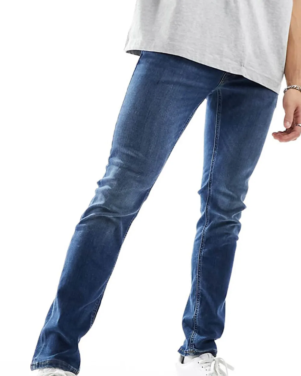 Skinny Fit Stretch Jeans In Mid Blue
