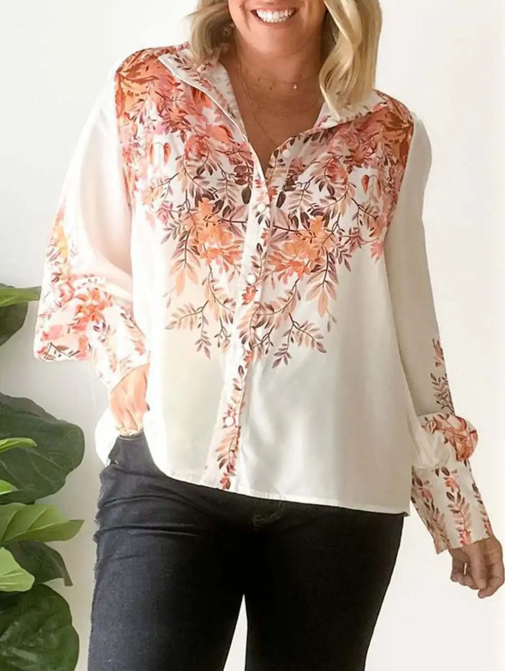 Lantern Sleeve Printed Top
