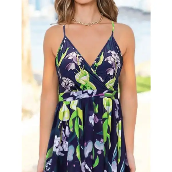 Relaxed Floral Print Spaghetti Strap Maxi Dress