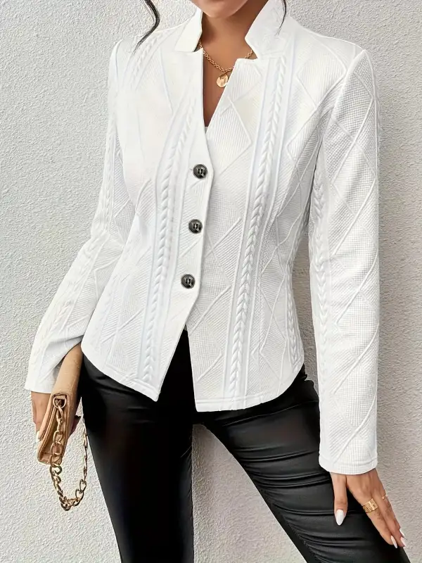 Unlined Textured Knit Button Blazer