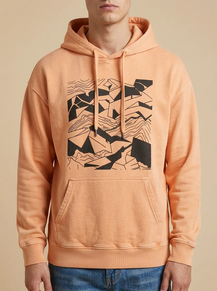Men's Geometric Mountain Landscape Print Hoodie