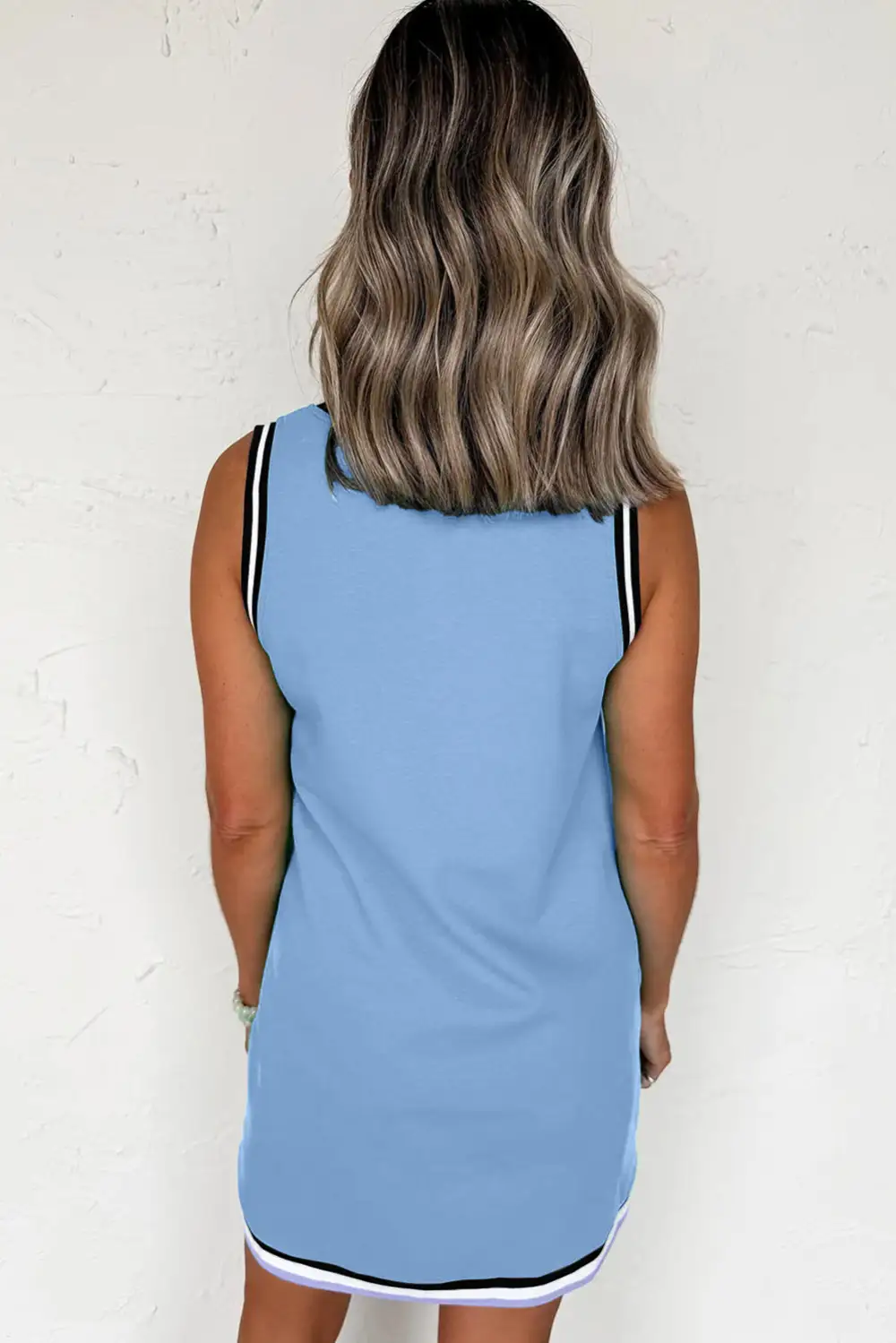 Contrast Trim V-Neck Shift Mini Dress