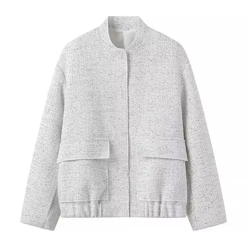 Stand-Collar Sequined Jacket