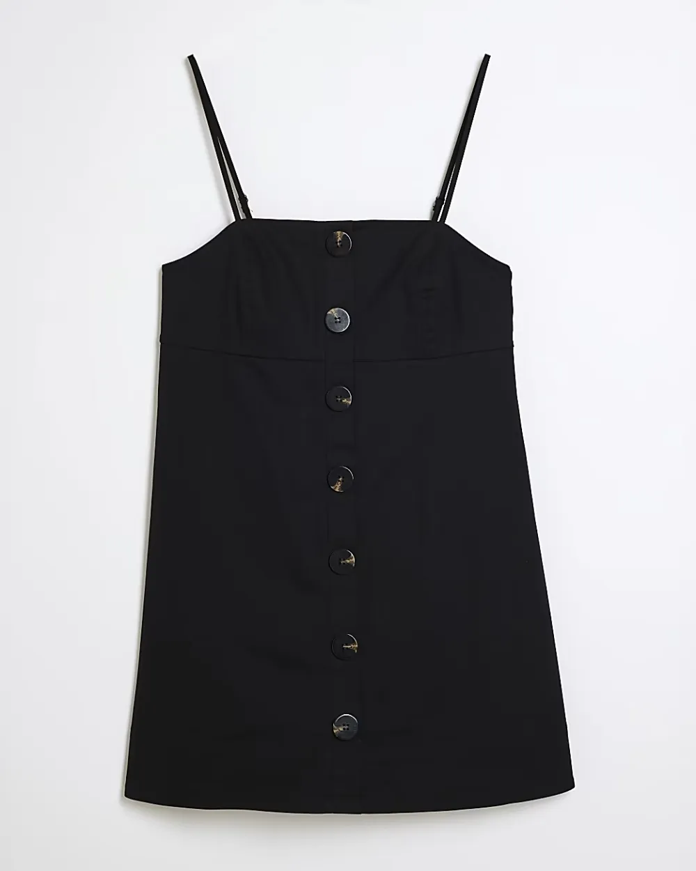 Square Neck Buttoned Simple Short Dresses
