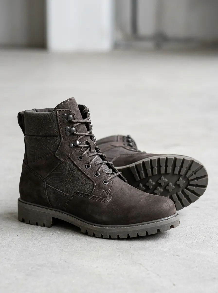 Unisex Outdoor Enthusiast Topographic Print Work Boots