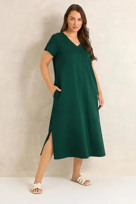 Teal Green Cotton Midi Dress