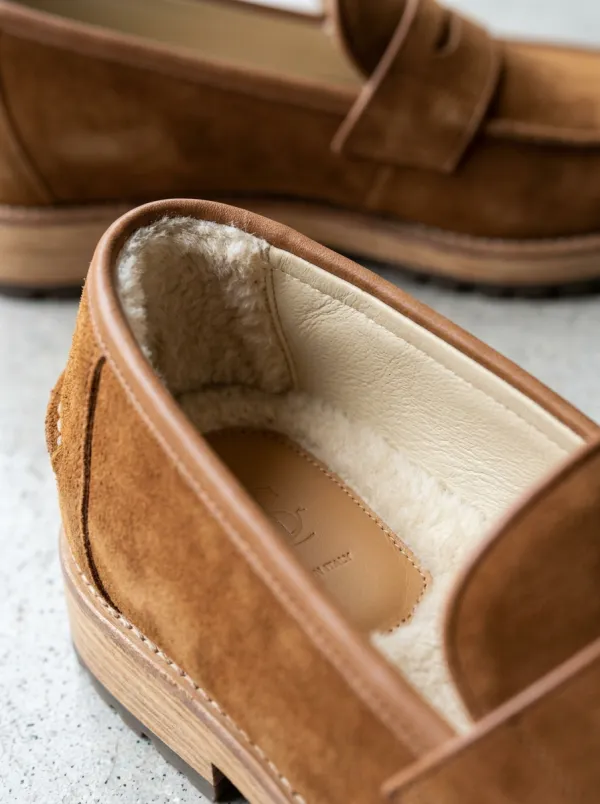 Women's Worksite Penny Suede Wood Sole Loafers