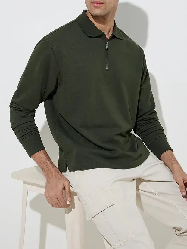 Casual Style Relaxed-Fit Cotton-Blend Sweatshirt