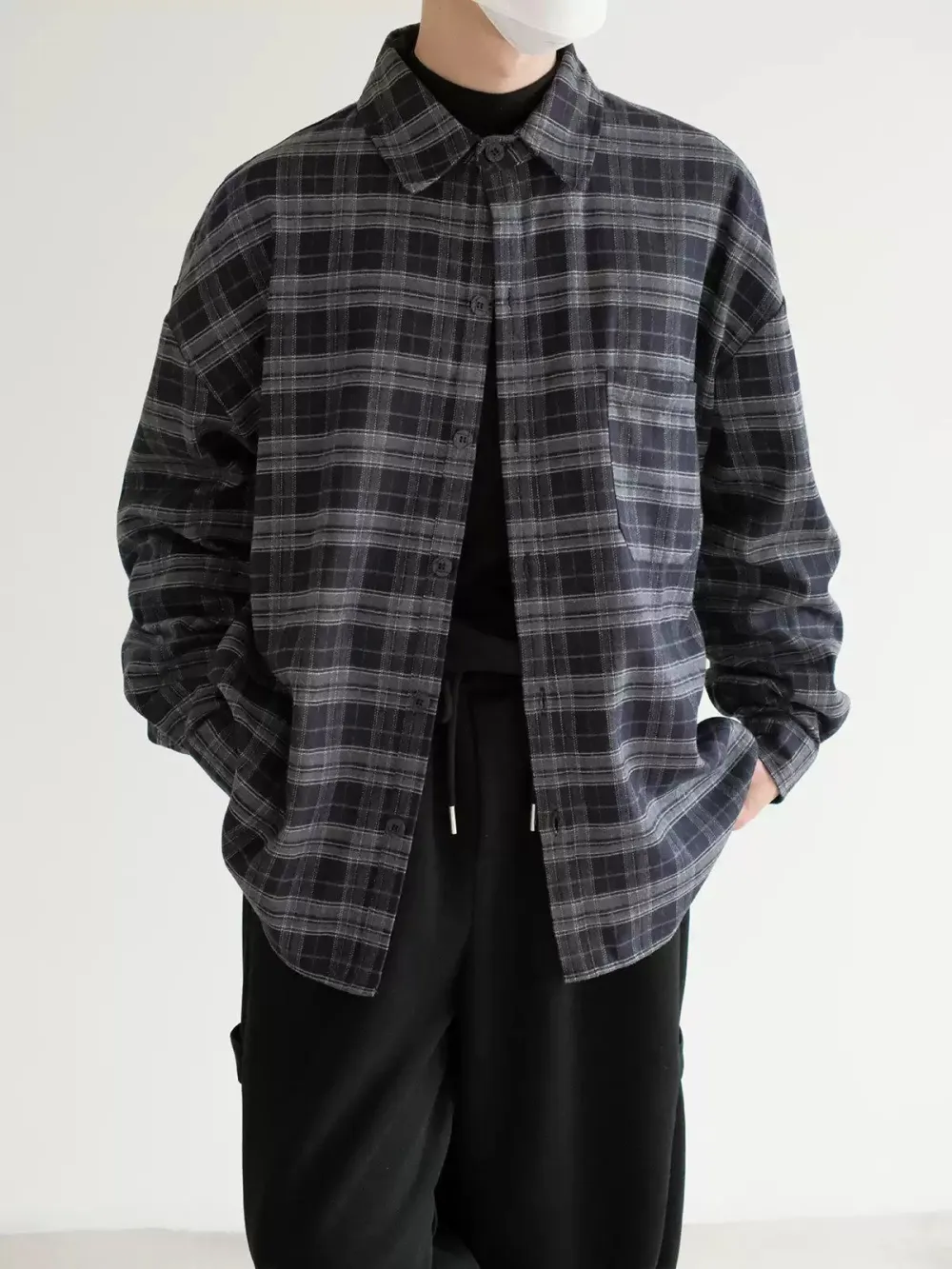 Button-Front Plaid Shirt
