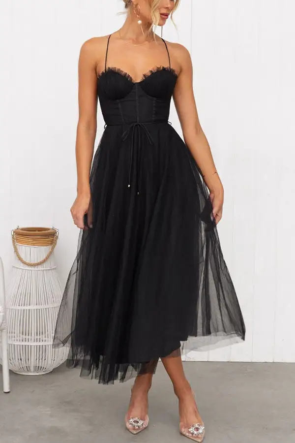  Corset Midi Dress Tulle A Line Design