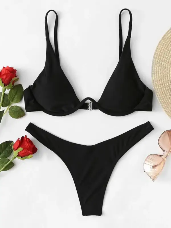 Clean Underwire Bikini Top Swim Set