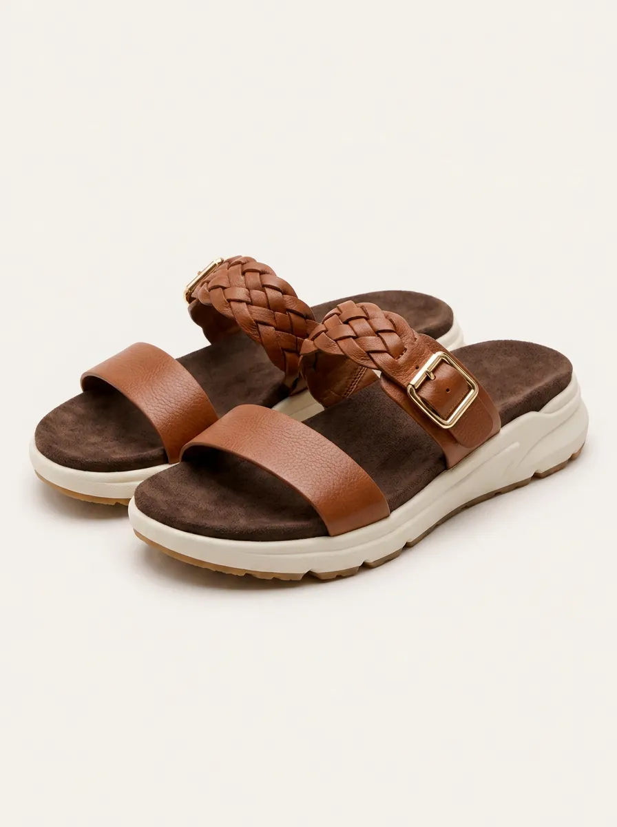 Everyday S Braided Strap Buckle Platform Sandals