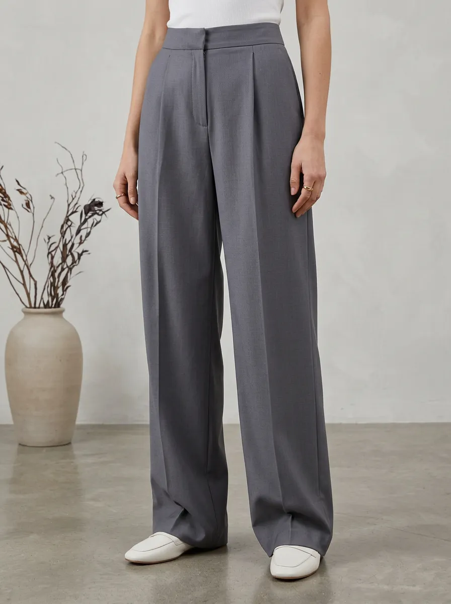 High-Waist Pleated Women's Wide-Leg Trousers