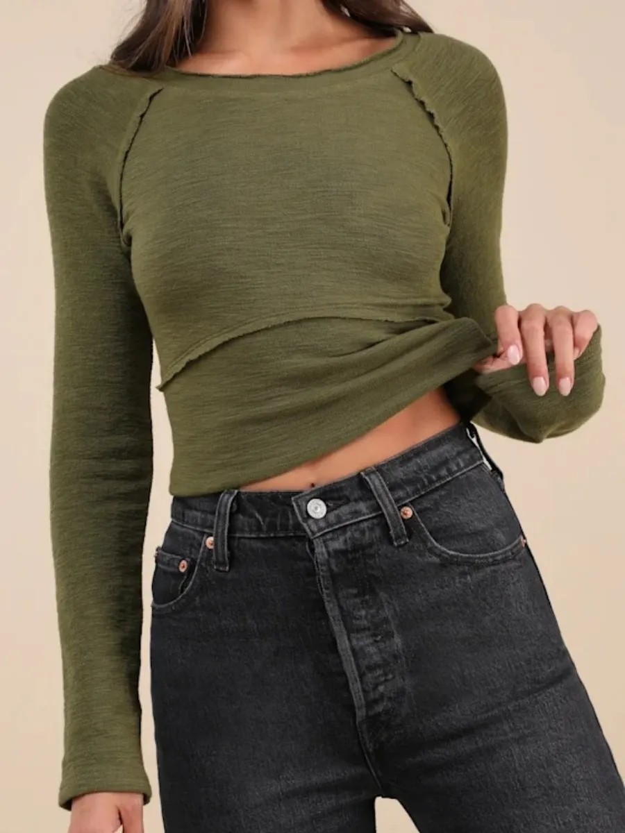 Textured Long Sleeve Top