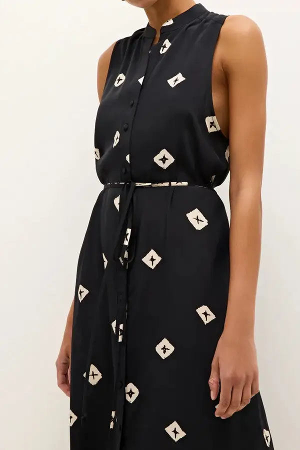 Women's Black Diamond Print Maxi Dress