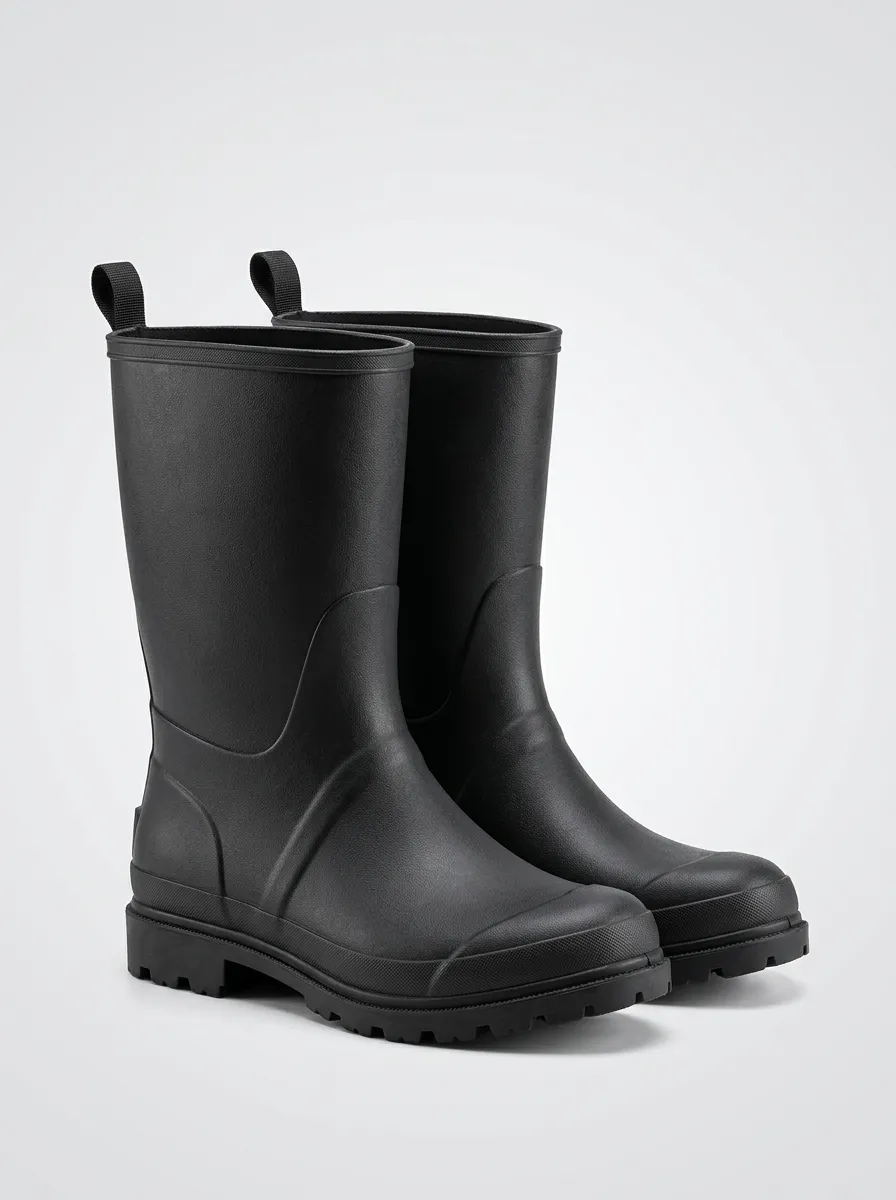 Men's Black Weather Ready Boots with Minimalist Accents