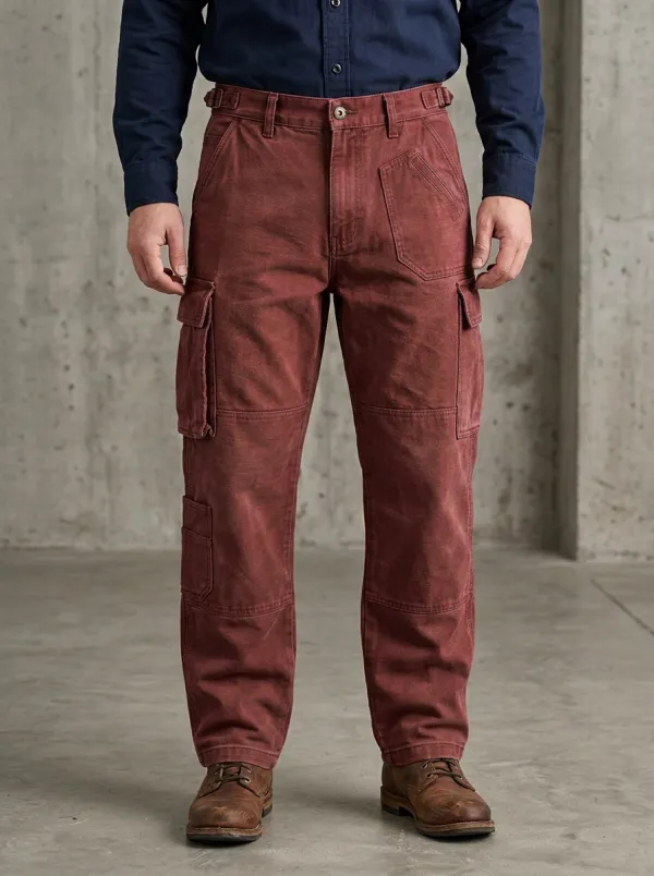 Men's Outdoor Workwear Khaki Multi-Pocket Cargo Pants