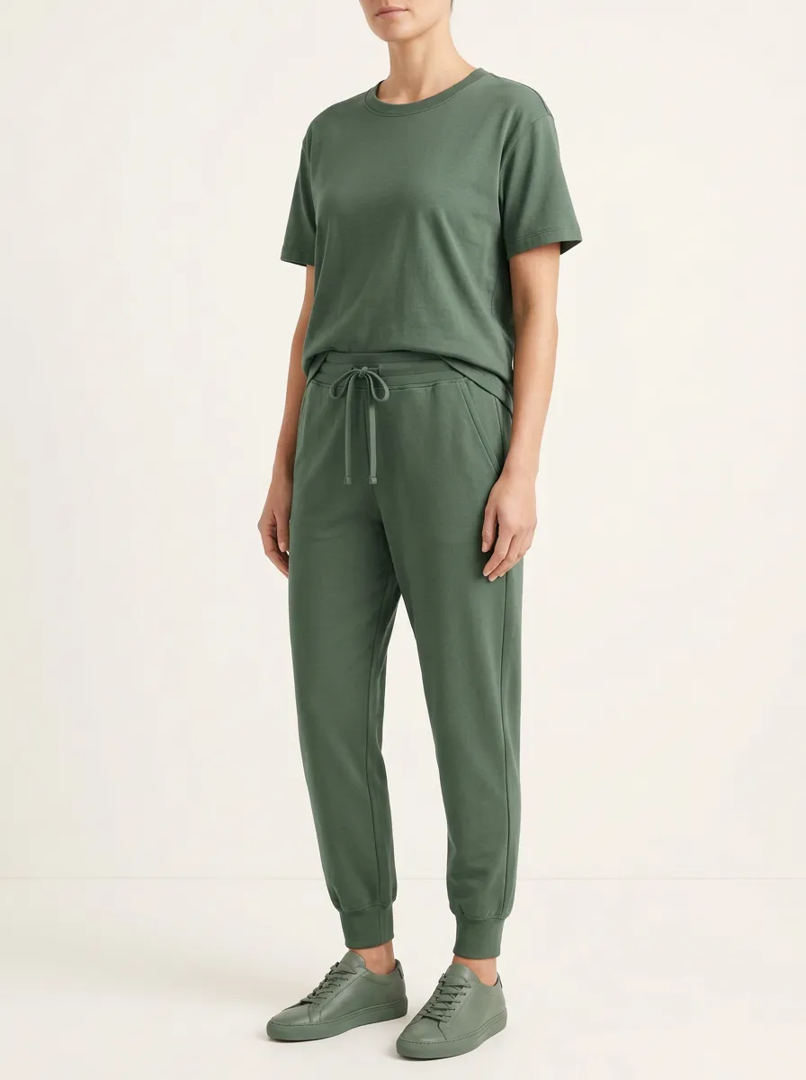 Women's Standard-Hem Crewneck T-Shirt and Joggers Set