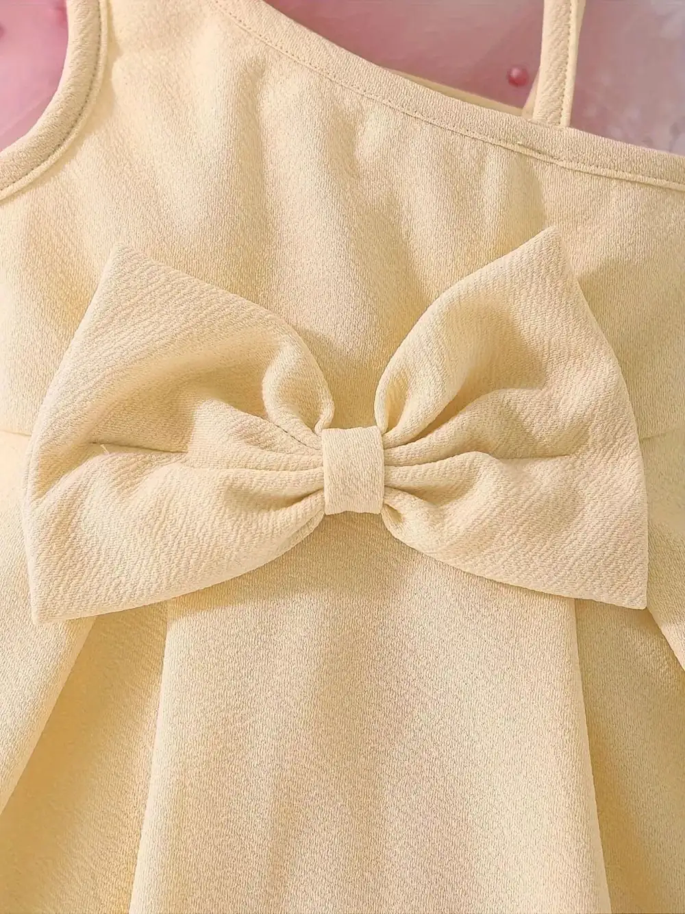 Girls Bow Asymmetrical Shoulder Dress