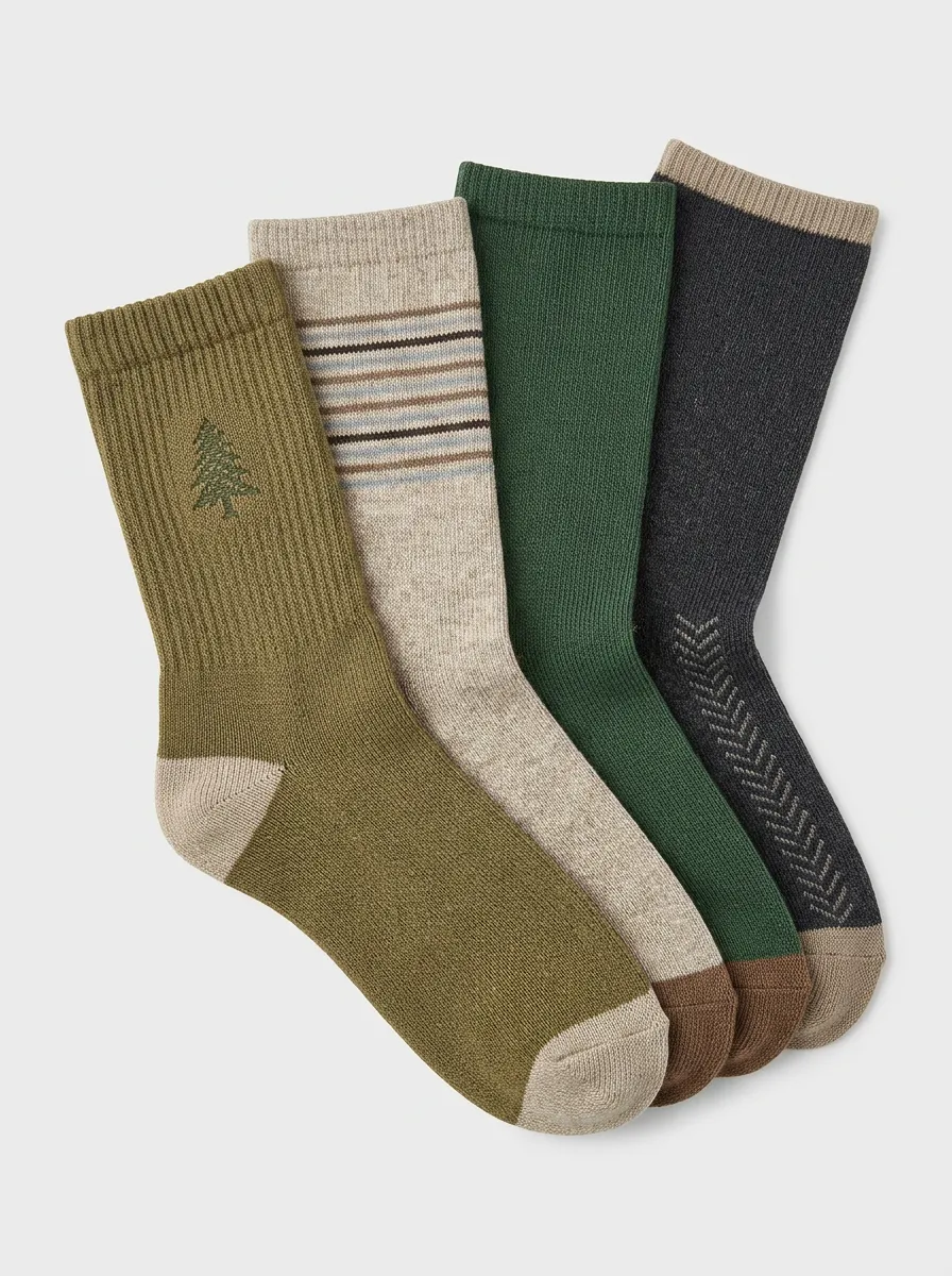 Tree Striped Outdoor Men's Four-Pair Long Socks