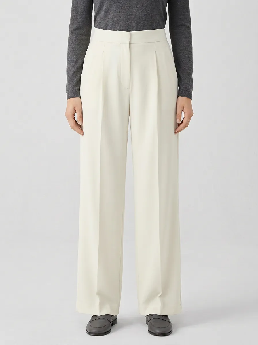 Relaxed Texture Pleated Wide-Leg Trousers