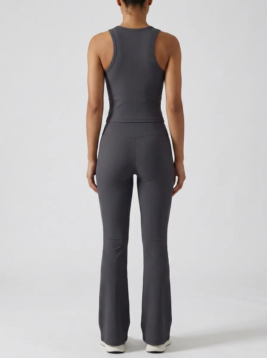 Yoga-Inspired Coordinated Women's Tank Top Flare Pants Active Set